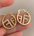 Lustrous Gold Logo Hoops