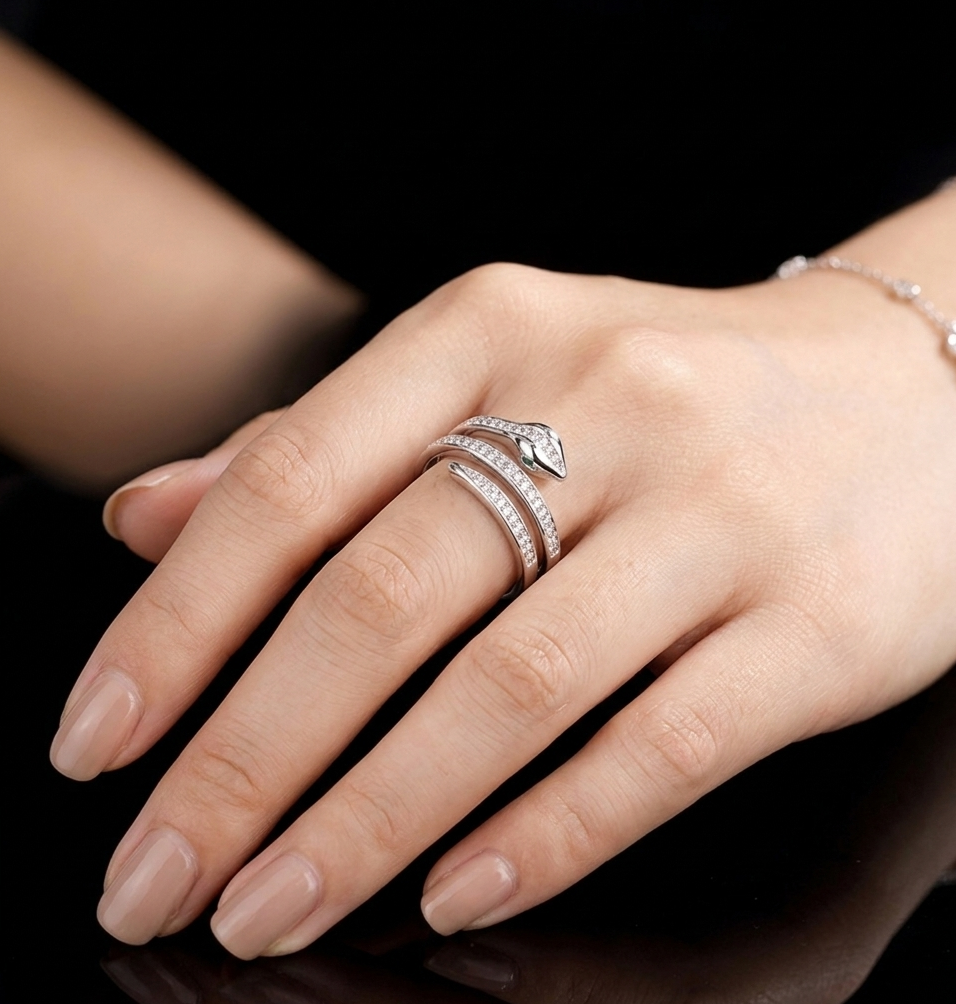 Emerald Serpentine Wrap Ring