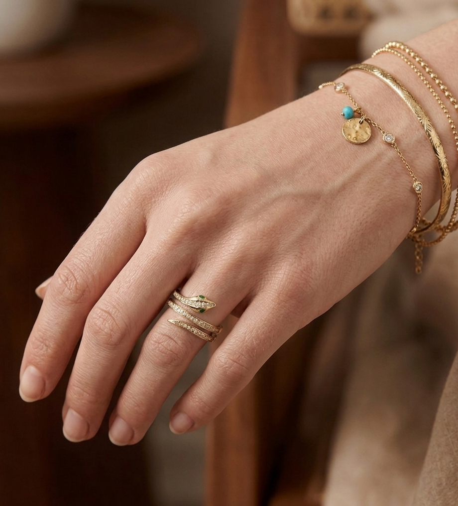 Emerald Serpentine Wrap Ring