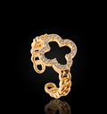 Crystal Clover Chain Ring