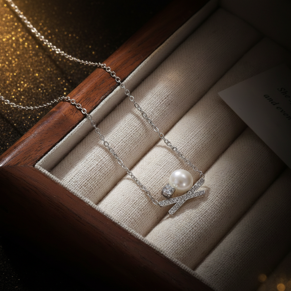 Luxe Pearl Ribbon Pendant