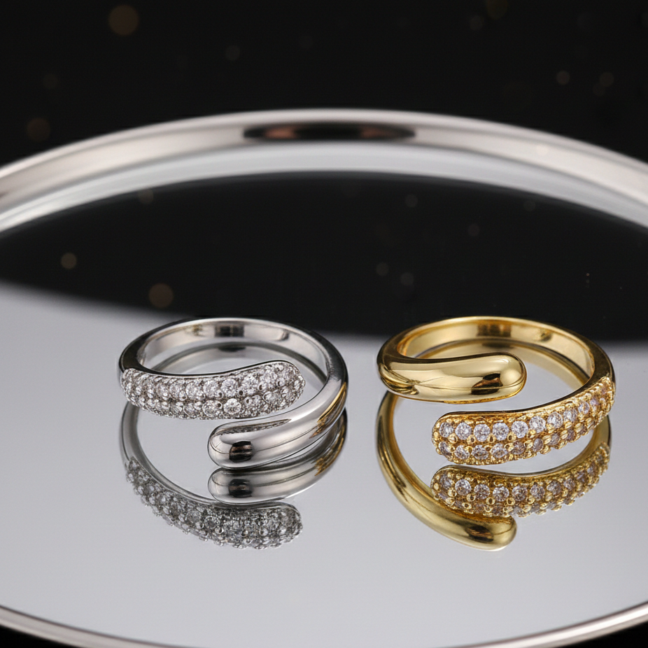 The Serpentine Pavé Bypass Ring