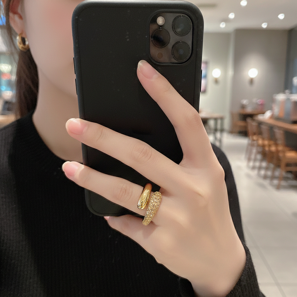 The Serpentine Pavé Bypass Ring