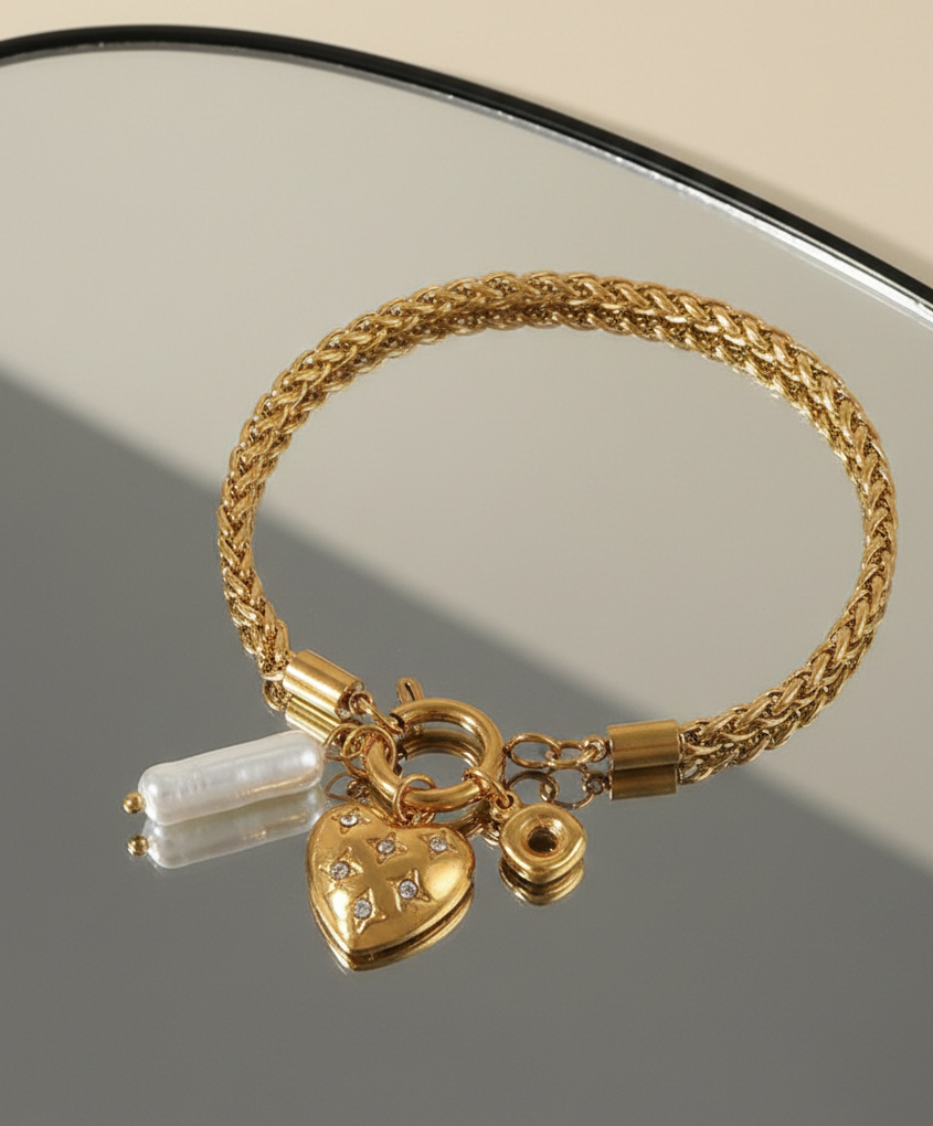 The Ethereal Heart & Pearl Braid Bracelet