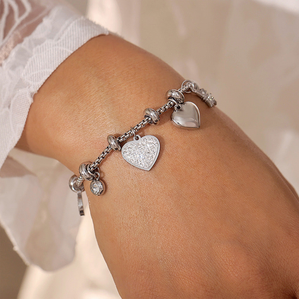 The Onyx Elegance Heart Bracelet