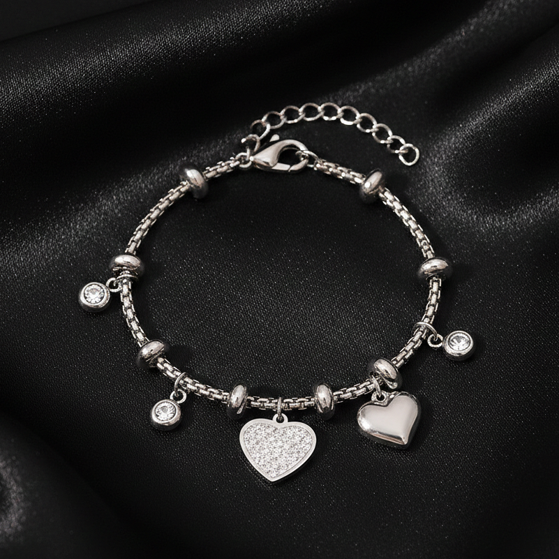 The Onyx Elegance Heart Bracelet