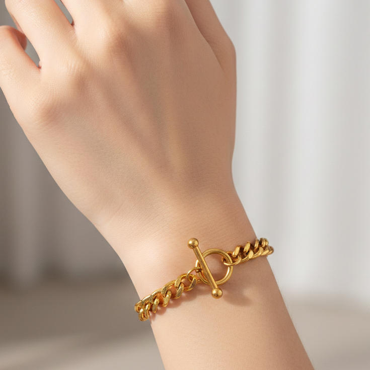 The Midnight Cuban: Bold Gold Toggle Bracelet