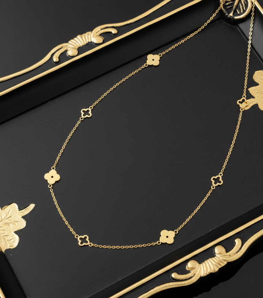 Golden Clover Station Necklace