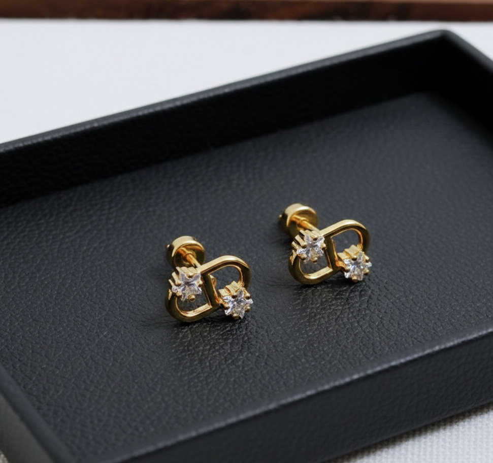 Celestial "CD" Gold Studs