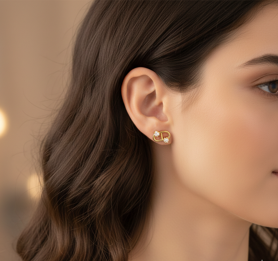 Celestial "CD" Gold Studs