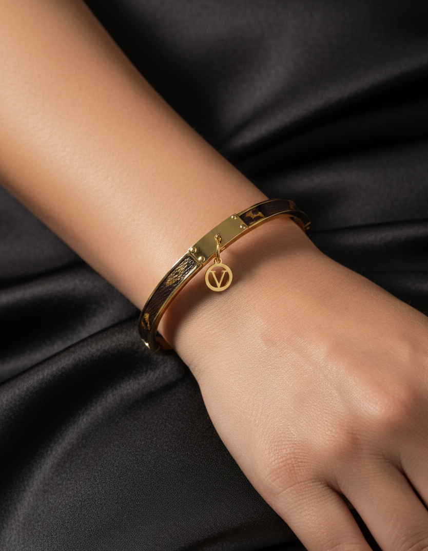 Signature Gold & Monogram Bangle