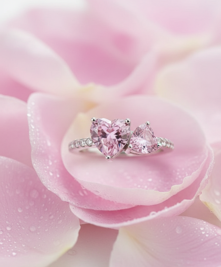 925 Twin Heart "You and Me" Ring